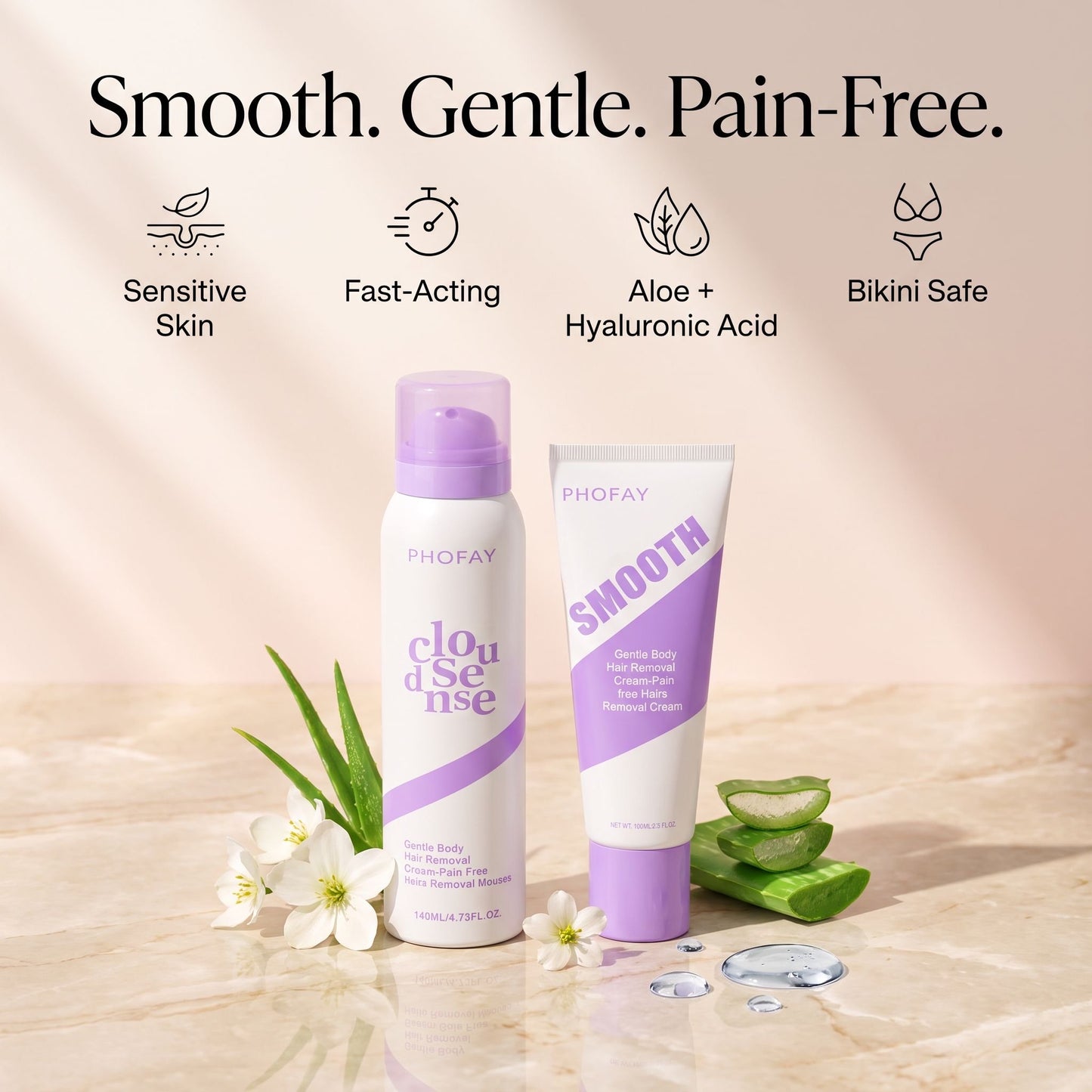 Phofay Bikini Pain-Free Hair Removal Cream for Sensitive Skin